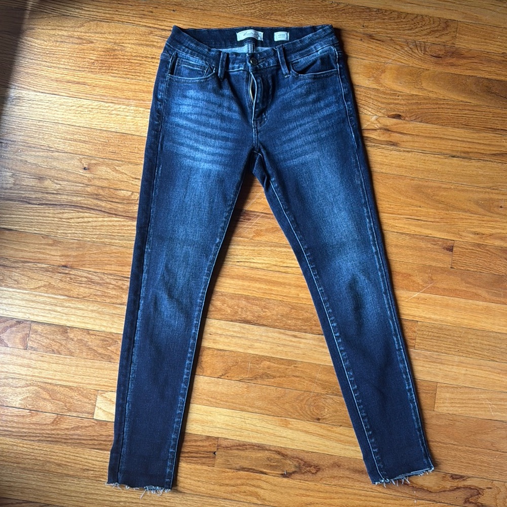 KanCan Blue Skinny Jeans with Stretch and Raw Hem
